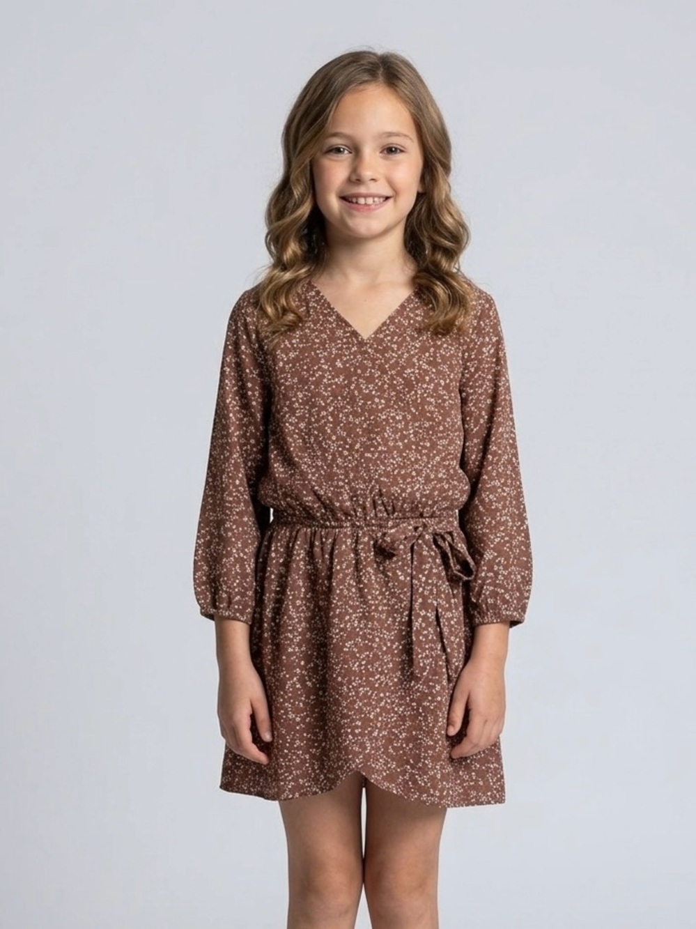 abercrombie kids Brown Floral Tie-Waist Casual Dress